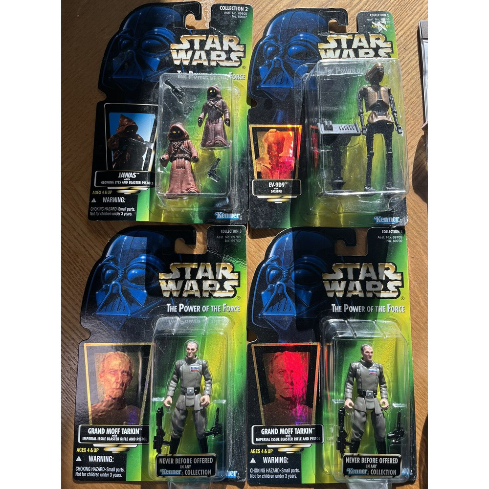 4 Kenner Star War FIGURES EV-9D9, JAWAS, and 2 GRAND MOFF TARKINS nib 1997